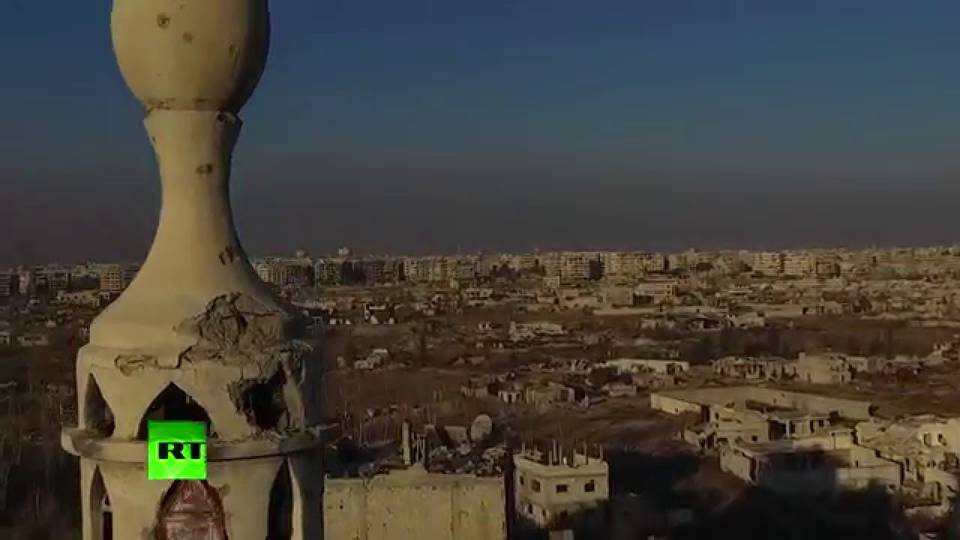 Drónfelvétel készült a szíriai pusztításról, borzasztó