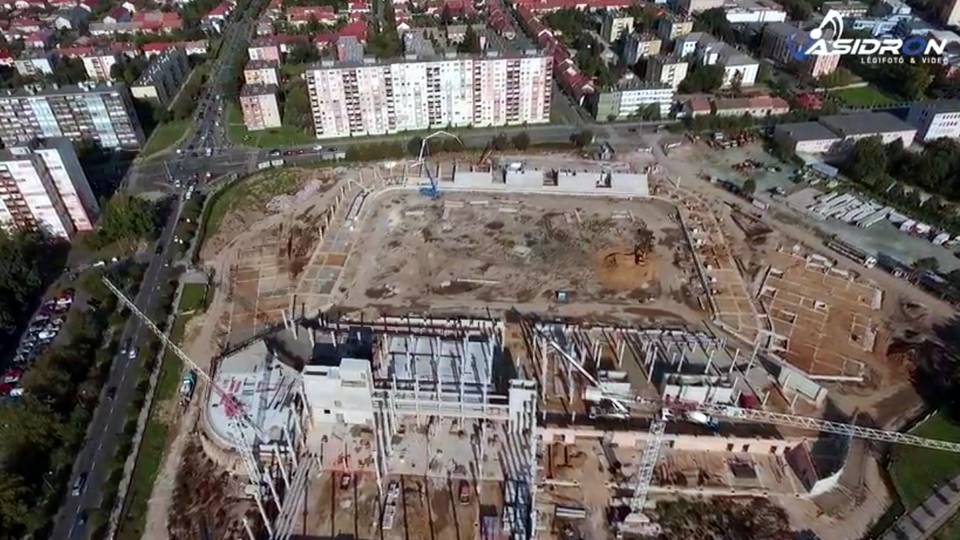 Így látja egy drón a Haladás stadion építését